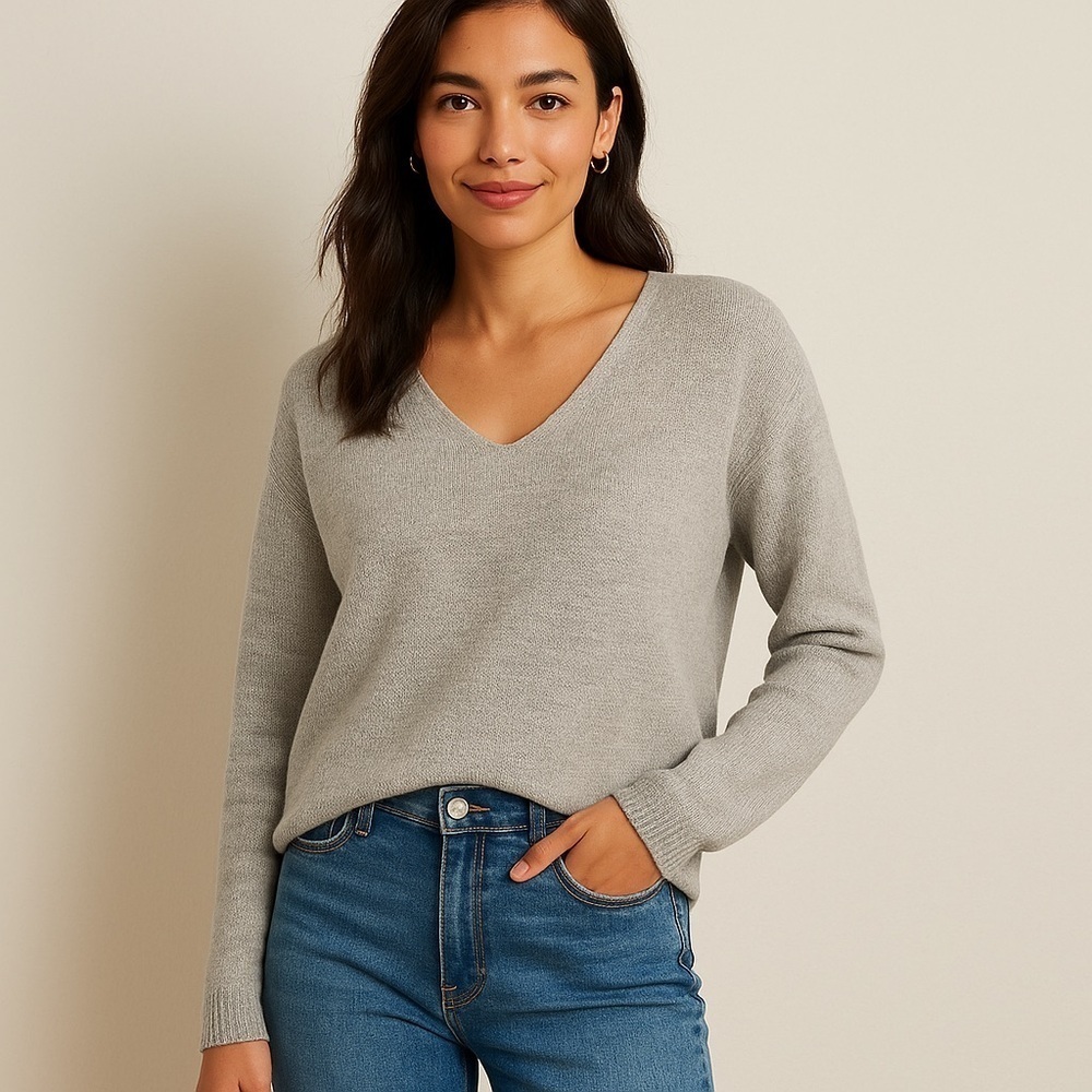 Lumiere Gray V-Neck Sweater Size S